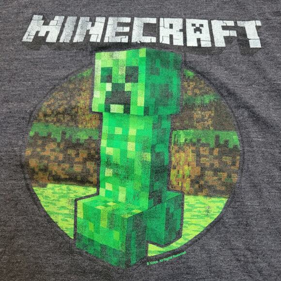 Official Minecraft Mojang Jinx Green Creeper Gray T-Shirt Size S - Picture 2 of 4
